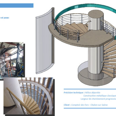 Escalier hélicoïdal déporté sur mesure